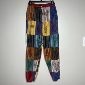 Rising International Festival Hippie Joggers Womens L Patchwork Boho Harmen Yoga